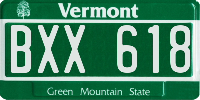 VT license plate BXX618