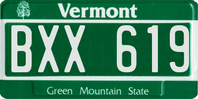 VT license plate BXX619