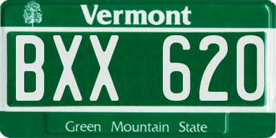 VT license plate BXX620