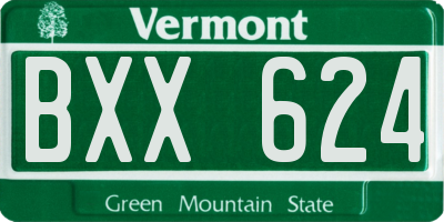 VT license plate BXX624