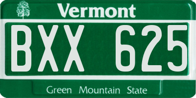 VT license plate BXX625
