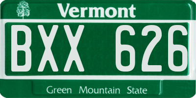 VT license plate BXX626