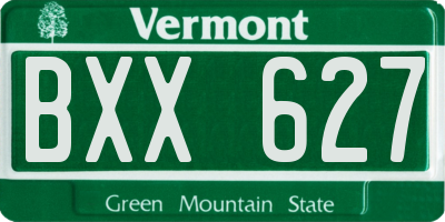 VT license plate BXX627