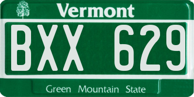 VT license plate BXX629