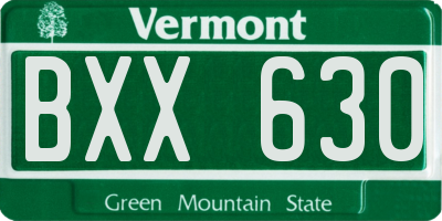 VT license plate BXX630