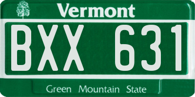 VT license plate BXX631