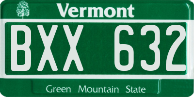 VT license plate BXX632