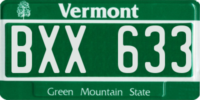 VT license plate BXX633