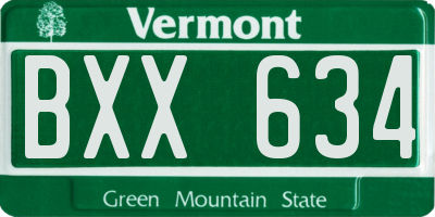 VT license plate BXX634