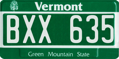 VT license plate BXX635
