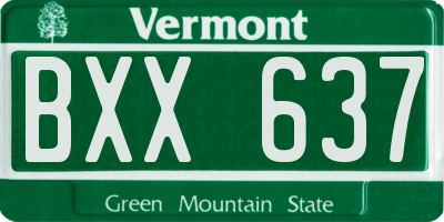VT license plate BXX637