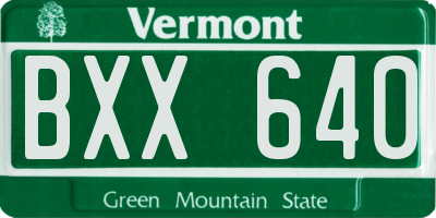 VT license plate BXX640