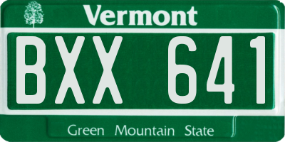 VT license plate BXX641