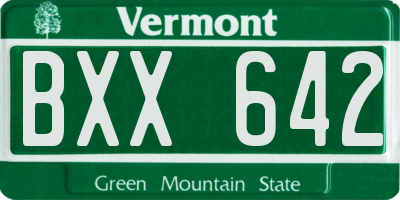 VT license plate BXX642