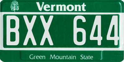 VT license plate BXX644