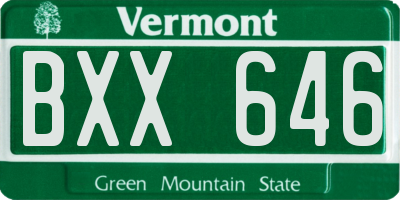 VT license plate BXX646
