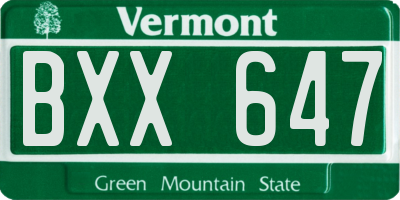 VT license plate BXX647