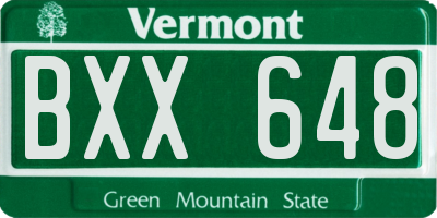 VT license plate BXX648