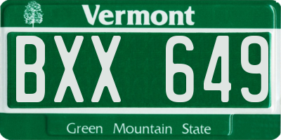 VT license plate BXX649
