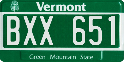 VT license plate BXX651