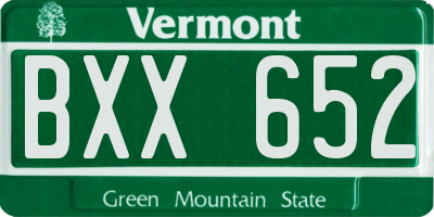 VT license plate BXX652