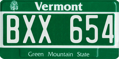 VT license plate BXX654