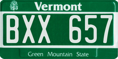 VT license plate BXX657