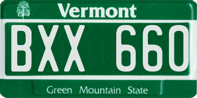 VT license plate BXX660