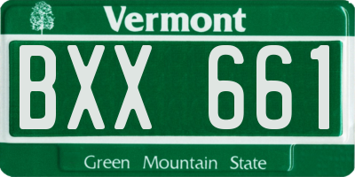 VT license plate BXX661