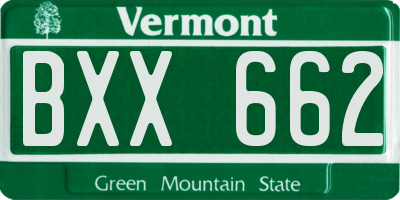 VT license plate BXX662