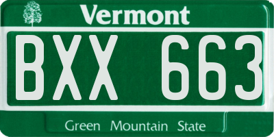 VT license plate BXX663