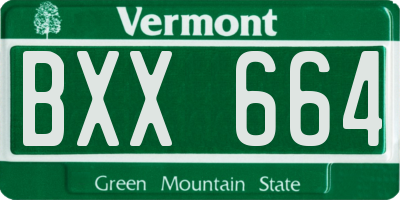 VT license plate BXX664