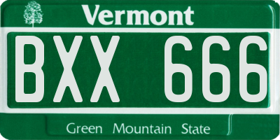 VT license plate BXX666