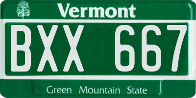 VT license plate BXX667