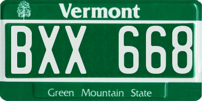VT license plate BXX668