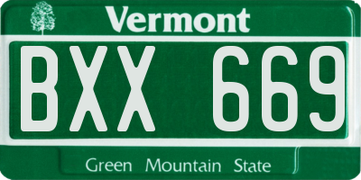 VT license plate BXX669