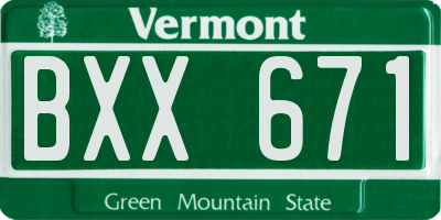 VT license plate BXX671