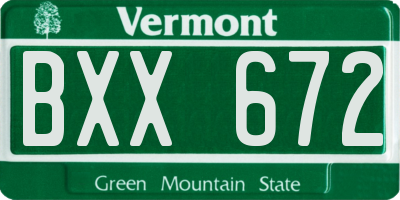 VT license plate BXX672