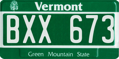 VT license plate BXX673