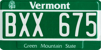 VT license plate BXX675