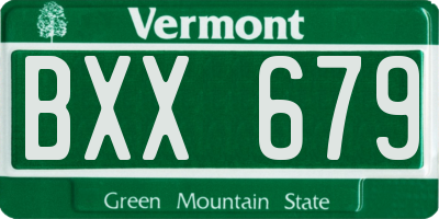 VT license plate BXX679