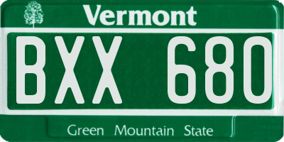 VT license plate BXX680