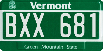 VT license plate BXX681