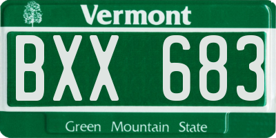 VT license plate BXX683