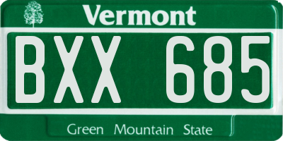 VT license plate BXX685