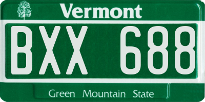VT license plate BXX688