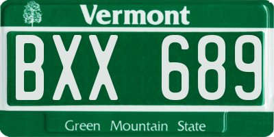 VT license plate BXX689