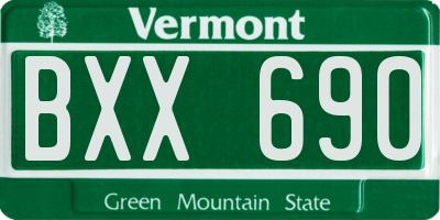 VT license plate BXX690