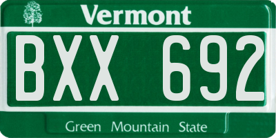 VT license plate BXX692