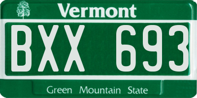 VT license plate BXX693
